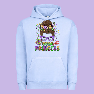 Bead Princess Messy Bun Mardi Gras Urban Hoodie Designed By Maliassmallbusiness