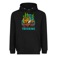 Black keep on trucking with western truck Heavyweight Hoodie - HRA Design Shop