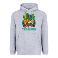 Heather Grey keep on trucking with western truck Heavyweight Hoodie - HRA Design Shop