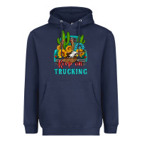 Navy keep on trucking with western truck Heavyweight Hoodie - HRA Design Shop