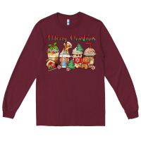 Burgundy merry christmas gingerbread coffee cups Long Sleeve Tee - Zillion Design Studio