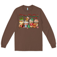 Chestnut merry christmas gingerbread coffee cups Long Sleeve Tee - Zillion Design Studio