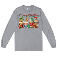 Heather Grey merry christmas gingerbread coffee cups Long Sleeve Tee - Zillion Design Studio
