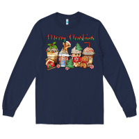 Navy merry christmas gingerbread coffee cups Long Sleeve Tee - Zillion Design Studio