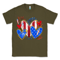 Army Green 4th of july hearts Classic Tee - texasbilliewilder