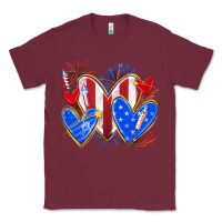 Burgundy 4th of july hearts Classic Tee - texasbilliewilder