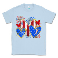 Dusty Blue 4th of july hearts Classic Tee - texasbilliewilder