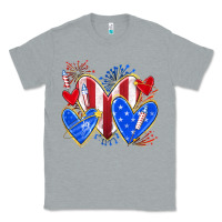 Heather Grey 4th of july hearts Classic Tee - texasbilliewilder
