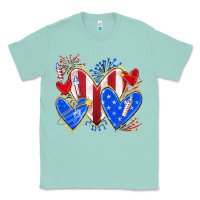 Seafoam 4th of july hearts Classic Tee - texasbilliewilder