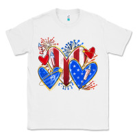White 4th of july hearts Classic Tee - texasbilliewilder