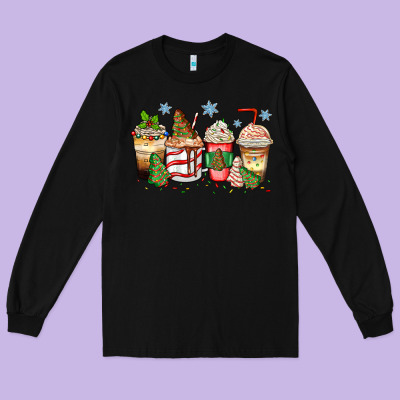 Long Sleeve Tee christmas tree cake  coffee cups