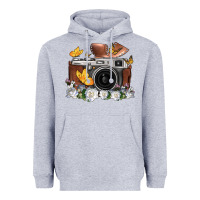 Heather Grey floral butterfly film roll vintage camera Heavyweight Hoodie - FaDigitalArtStudio
