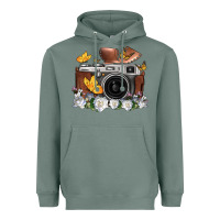 Sage floral butterfly film roll vintage camera Heavyweight Hoodie - FaDigitalArtStudio