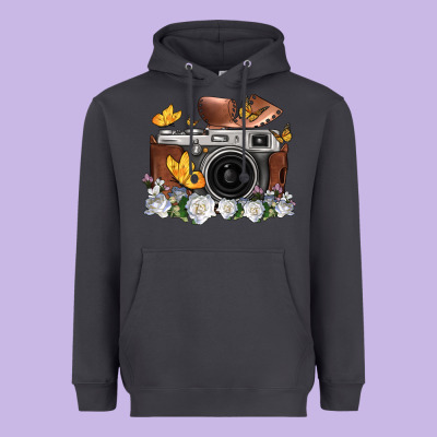 Floral Butterfly Film Roll Vintage Camera Heavyweight Hoodie Designed By Fadigitalartstudio
