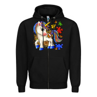 Black autism unicorn Zipper Hoodie - Zillion Design Studio