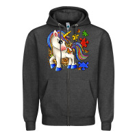Charcoal Heather autism unicorn Zipper Hoodie - Zillion Design Studio