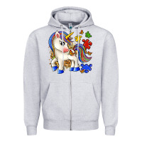 Heather Grey autism unicorn Zipper Hoodie - Zillion Design Studio