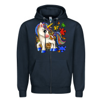 Navy autism unicorn Zipper Hoodie - Zillion Design Studio