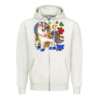 Oatmeal Heather autism unicorn Zipper Hoodie - Zillion Design Studio