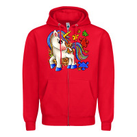 Red autism unicorn Zipper Hoodie - Zillion Design Studio