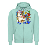 Seafoam autism unicorn Zipper Hoodie - Zillion Design Studio