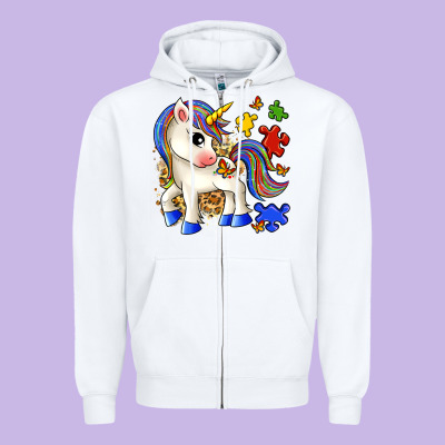 Autism Unicorn Zipper Hoodie Designed By Zillion Design Studio