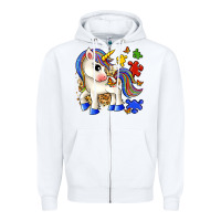 White autism unicorn Zipper Hoodie - Zillion Design Studio