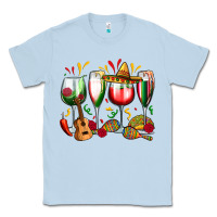 Dusty Blue mexico wine glasses Classic Tee - Zillion Design Studio