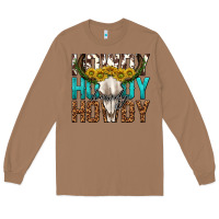 Toasted Coconut howdy howdy howdy western bull skull Long Sleeve Tee - texasbilliewilder