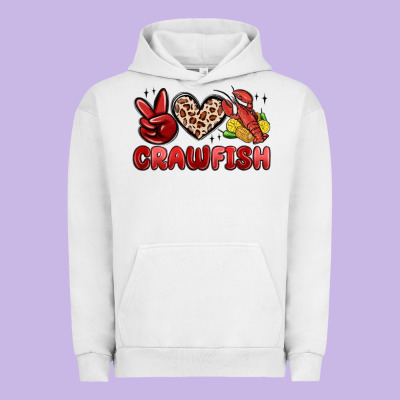 Peace Love Crawfish Urban Hoodie Designed By Maliassmallbusiness