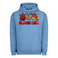 Pigment Pebble Blue peace love crawfish Urban Hoodie - MaliasSmallBusiness
