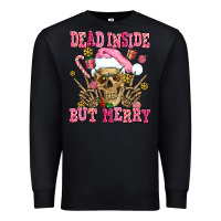 Black dead inside but merry  pink christmas skeleton Premium Sweatshirt - AdoDesignShop