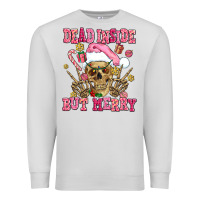 Dove Grey dead inside but merry  pink christmas skeleton Premium Sweatshirt - AdoDesignShop