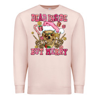 Pale Pink dead inside but merry  pink christmas skeleton Premium Sweatshirt - AdoDesignShop