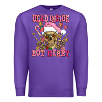 Purple dead inside but merry  pink christmas skeleton Premium Sweatshirt - AdoDesignShop