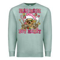Seafoam dead inside but merry  pink christmas skeleton Premium Sweatshirt - AdoDesignShop