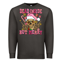 Smoke dead inside but merry  pink christmas skeleton Premium Sweatshirt - AdoDesignShop