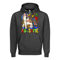 Charcoal Heather au some unicorn Zipper Hoodie - Zillion Design Studio