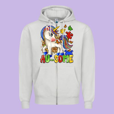 Au Some Unicorn Zipper Hoodie Designed By Zillion Design Studio