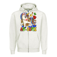 Oatmeal Heather au some unicorn Zipper Hoodie - Zillion Design Studio