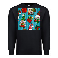 Black christmas gnomes and gift box seamless pattern Premium Sweatshirt - BundleAndBundleShop