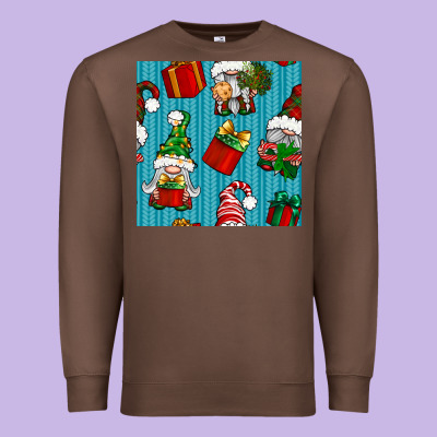 Christmas Gnomes And Gift Box Seamless Pattern Premium Sweatshirt Designed By Bundleandbundleshop