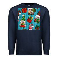 Navy christmas gnomes and gift box seamless pattern Premium Sweatshirt - BundleAndBundleShop