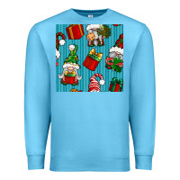 Ocean Blue christmas gnomes and gift box seamless pattern Premium Sweatshirt - BundleAndBundleShop