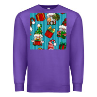 Purple christmas gnomes and gift box seamless pattern Premium Sweatshirt - BundleAndBundleShop