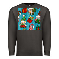 Smoke christmas gnomes and gift box seamless pattern Premium Sweatshirt - BundleAndBundleShop