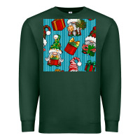 Sports Green christmas gnomes and gift box seamless pattern Premium Sweatshirt - BundleAndBundleShop