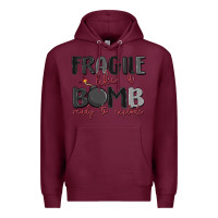 Burgundy fragile like a bomb ready to explode Premium Hoodie - MaliasSmallBusiness