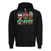 Black half nurse half coffee Zipper Hoodie - texasbilliewilder