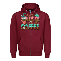 Burgundy half nurse half coffee Zipper Hoodie - texasbilliewilder